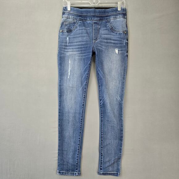 Mac and Me Blue Jeans Skinny Stretch Distressed Y2k Grunge Pull-On Womens Size 2 - Picture 1 of 8